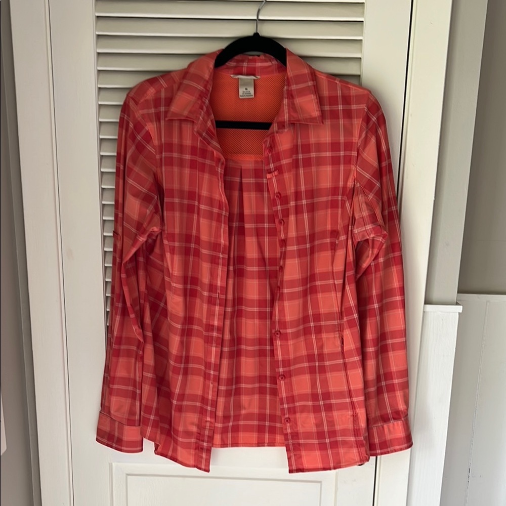 Orange Plaid lightweight Button-Up Shirt